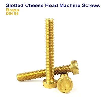 M5 X 50mm SLOTTED CHEESE HEAD MACHINE SCREWS BRASS DIN 84 • £2.19