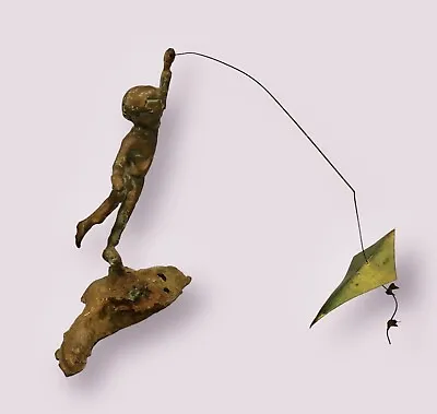 Malcolm Moran Bronze Kinetic Sculpture Boy Flying Green Kite Vintage MCM • $199.95
