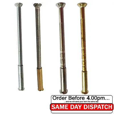 M3 M4 SCREW DOOR HANDLE Brass Chrome Connecting Sleeve Screws / Bolt Roses Knobs • £5.15