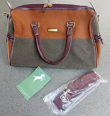New UNICORN England - Brown Green Shoulder Strap Holdall Bag. • £20