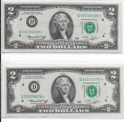 Rare 1976 Star Two Dollar Low Serial # D 00038289  * Off Set! Collector Note ?? • $18