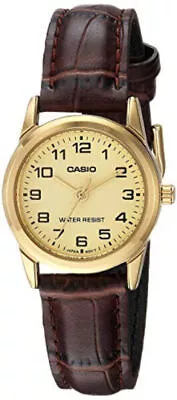 Casio Ladies Watch LTP-V001GL-9B Gold Plated Case Leather Band Japan Movement • $45