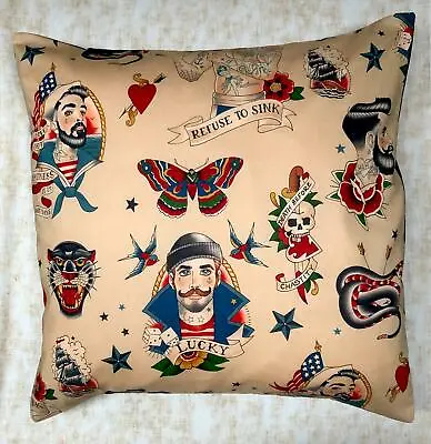 Anchors Away Cushion Cover Decorative Case Fits 18  X 18  Lucky Sailor Tattoo • £9.99