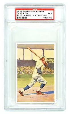 1932 Sanella Margarine BABE RUTH Type 2 PSA 5 EX! Great Centering & Eye Appeal! • $1495