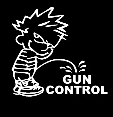 6  Calvin Pee Piss On Obama's Liberal Gun Control Vinyl Decal Window Sticker • $3.89