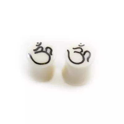 Pair Of Ear Plugs Made Of Organic Horn Bone With Om Symbol Design • $10.50