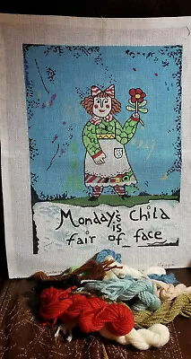 Monday's Child Is Fair Of Face Handpainted Needlepoint Canvas Maggie Fibers B20 • $59.99