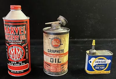 Vintage Advertising Whiz Marvel Lock Ease Oiler Oil Tin Can Collection • $80