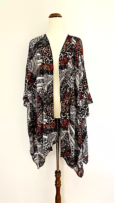 Supre Women Cardigan Kimono Size M African Print Half Sleeve Cover Up Festival • $16