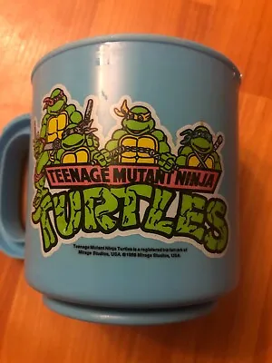 Vtg 1988 Teenage Mutant Turtles TMNT Mini Max Plastic Mug Cup Blue • $28.79