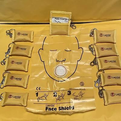 Pack Of 10 Laerdal CPR Protection Face Shield Mask In Keyring Pouch Key Fob K1 • £16.50