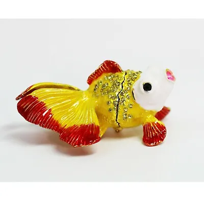 $15.99 • Buy Bejeweled Enameled Animal Trinket Box/Figurine With Rhinestones-Goldfish