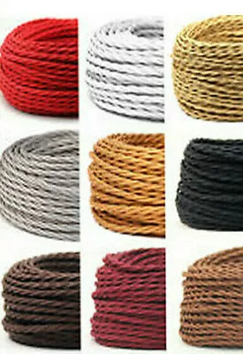 £2.93 • Buy 2/3 Core Twisted Vintage Style Braided Fabric Cable Flexible Lamp Lighting Cord