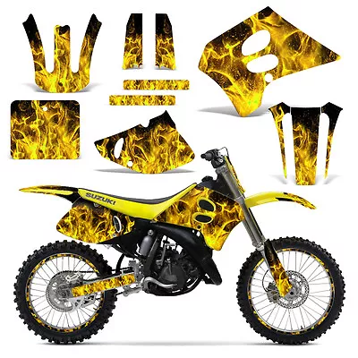 Decal Graphic Kit Backgrounds Suzuki RM125 RM250 125 250 Dirt Bike 93-95 ICE YLW • $79.95