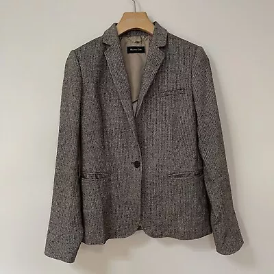 Massimo Dutti Womens Tweed Blazer Jacket EU 40 US 8 Herringbone Brown • $94.50