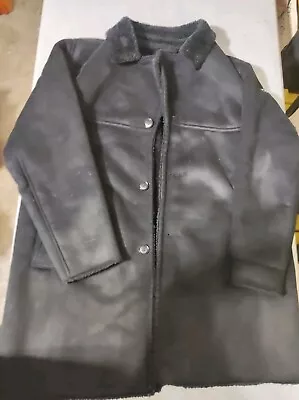 DKNY Men's XL Coat Sherpa Faux Suede Jacket XL Black • $42.95