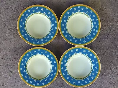 Villeroy & Boch Twist Clea Bowls Circles Blue Yellow Green White 9.5  Set Of 4 • $47.41