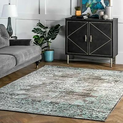 NuLOOM Traditional Vintage Distressed Corene Area Rug In Gray And Aqua Blue • $67.43