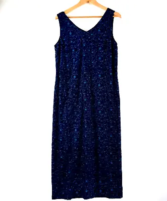 Laura Ashley Midi Dress Women's Size 12 Blue Sheer Overlay Embroidered V-Neck • £10.66