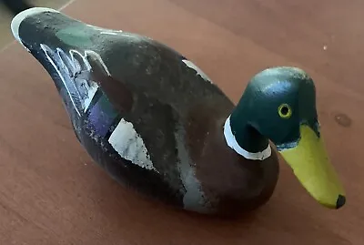 Vintage 1989 Mallard Signed Clarence Bauer Wooden Duck Miniature Decoy • $30