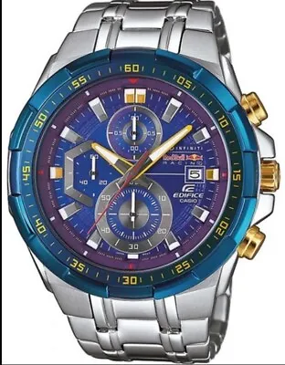 New Casio Mens Watch Silver Stainless Bracelet & Blue Dial Efr539rb-2a Redbull • £99.99