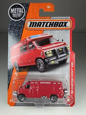 2017 MATCHBOX #87 '95 CUSTOM CHEVY VAN Red Heroic Rescue Not Mint   A4 With Bike • $2.99