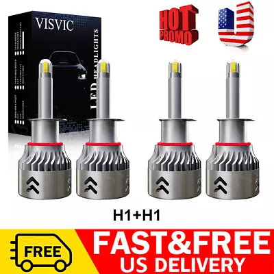 VISVIC 4PC White H1 LED Headlight Bulb High/Low Beam Combo Replacement HID 6000K • $60.19
