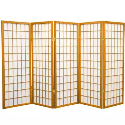 Oriental Furniture Room Divider 51 Hx86 W Window Pane Shoji Screen Honey 5-Panel • $199.83