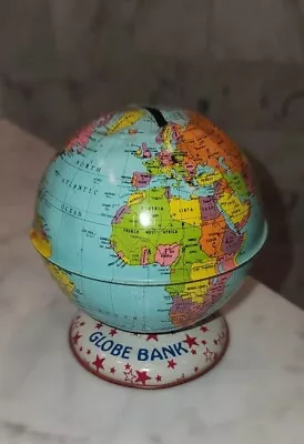 Vintage World Globe Bank With White/Red Star Base By J Chein & Co. Made In USA • $19.99