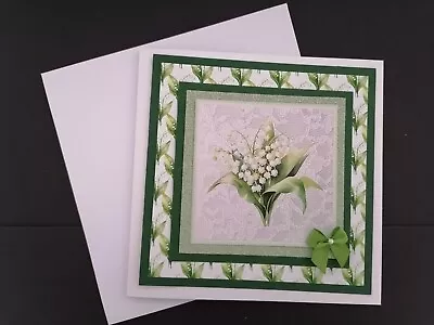 Exclusive Lily Of The Valley Floral Card Making Kit Topper Diecuts Bow Glitter • £2