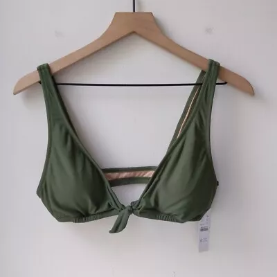 J. Crew Tie Front Bikini Top Green Women's Small NWT • $20