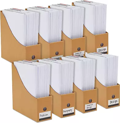 8-Pack Kraft Paper Material Cardboard Magazine File Holder Boxes With Labels - D • $22.02
