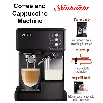 $279 • Buy SUNBEAM Coffee Machine With Milk Frother Espresso Cappuccino Cafe Barista Black