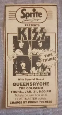 KISS Original ANIMALIZE Tour Ad 1985 Houston/ MARK ST. JOHN (Rare) • $45