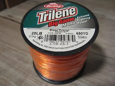 Berkley Trilene Big Game Mono Fishing Line 20 LB 650 Yards Blaze Orange • $8.60