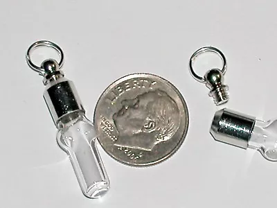 1 SMALL Screw Cap Top Facet Glass Mini Cross Bullet Bottles Vials Pendant Charm • £5.56