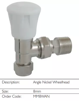 Myson Matchmate Angle Nickel Wheelhead Radiator Valve 8mm - MM8WAN • £7.95