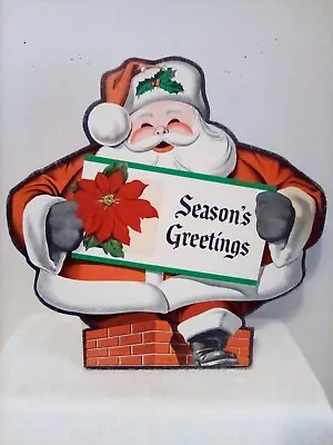 Vintage Christmas Cardboard Santa Claus Department Store Die Cut  Display • $65.50