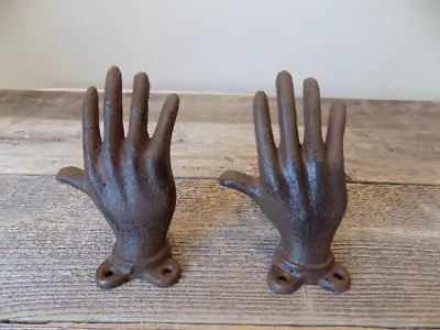 2 Cast Iron Hand Bookends Book Ends Bookshelf Paperweight Rustic Home Decor Stop • $34.99