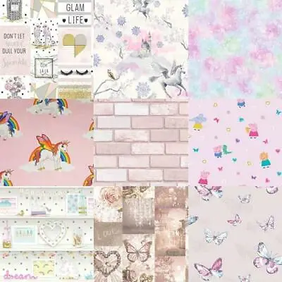 £12.99 • Buy Girls Wallpaper Designs Include Unicorns, Hearts, Butterflies, Fairy, Polka Dot