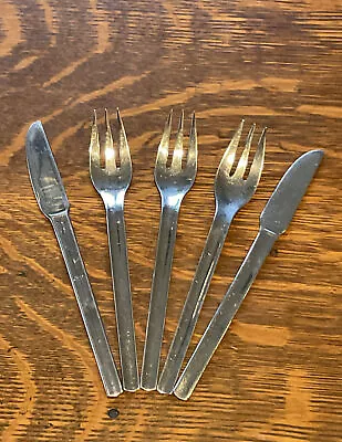 5 Vintage Alitalia Airline Italy Stainless In-Flight Flatware FORKS AND KNIVES • $18