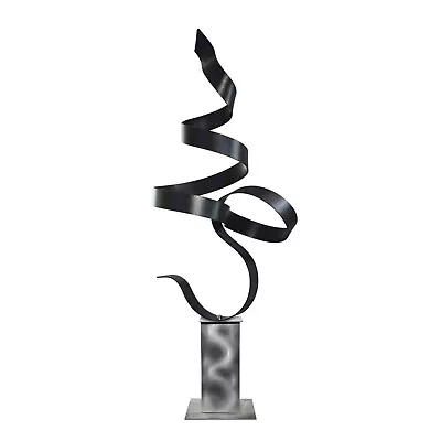 Large Abstract Metal Sculpture Black Silver Indoor Outdoor Decor By Jon Allen • $360