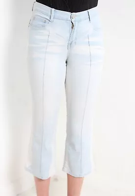 £6.99 • Buy Vintage Y2K Cropped Acid Wash Jeans - Blue - Size UK 12 (W1-Q2)