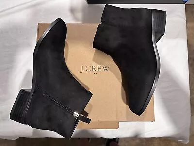NEW - FREE SHIPPING!!! - J Crew Flat Ankle Boots - Black Sueded - BT276 Size 8.5 • $45