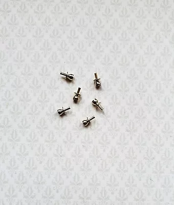 Dollhouse Miniature Tiny Gold Brass Knobs For Door Or Drawer Pulls Set Of 6 1:12 • $4.75