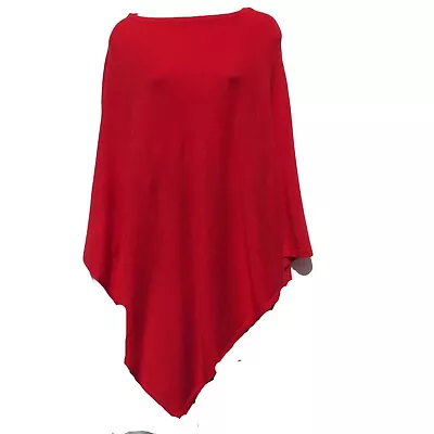 Cashmere| Poncho|Knit|V-Neck|Nepal|Handmade|Himalayan B+ Yarn|Tomato Red • $79.20