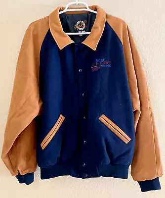 Dehen Wool Varsity Jacket Leather Intel Baseball Made In USA Men's Size XL • $83