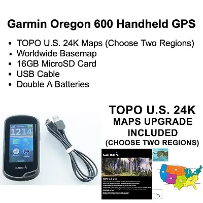 Garmin Oregon 600 W/ Maps Upgrade TOPO US 24K High Detail Topographic 2 Regions • $199