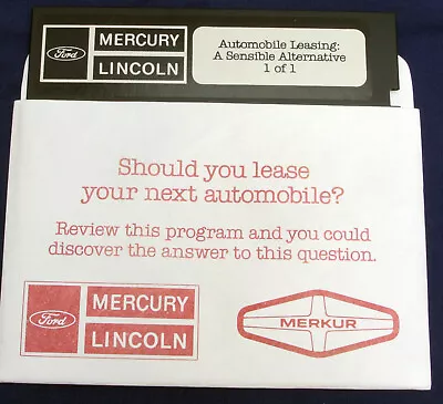 Ford Lincoln Mercury Leasing Demo Software Brochure DOS Floppy Disk Vintage 1986 • $24.99