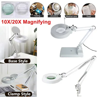 10X 20X Magnifying Glass Desk Light Magnifier LED Lamp Reading Lamp Base / Clamp • $49.99